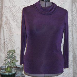 Carolyn Strauss Collection 1X Purple Cowl Neck L/S Top